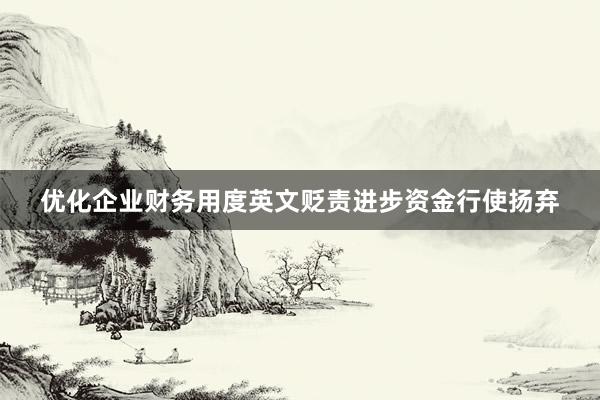 优化企业财务用度英文贬责进步资金行使扬弃